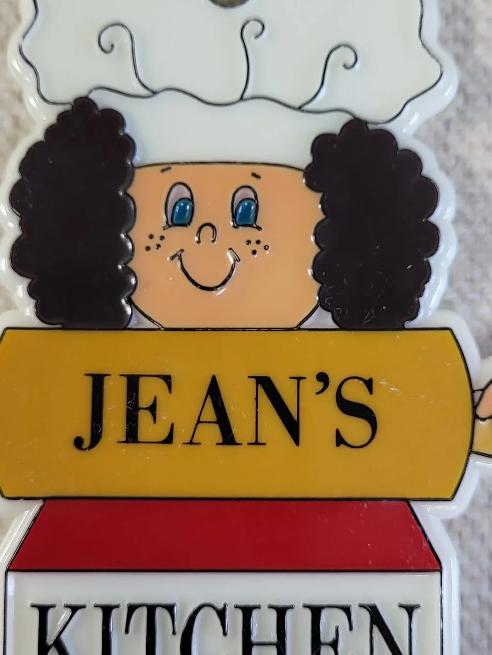 Vintage Jean's Kitchen Decorative Chef Magnet - White, Yellow, Red, Black